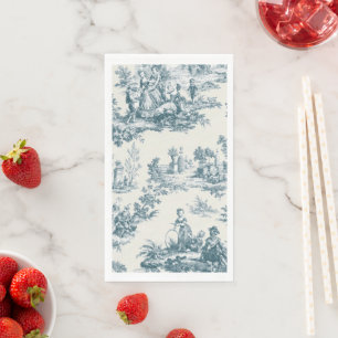 Serviette En Papier Français toile de jouy sage vert élégant