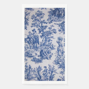 Serviette En Papier Française toile de jouy bleu et blanc élégant