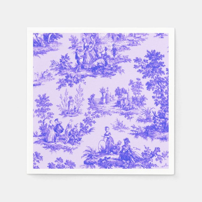 Serviette En Papier Française toile de jouy Découpage bleu et blanc (Devant)