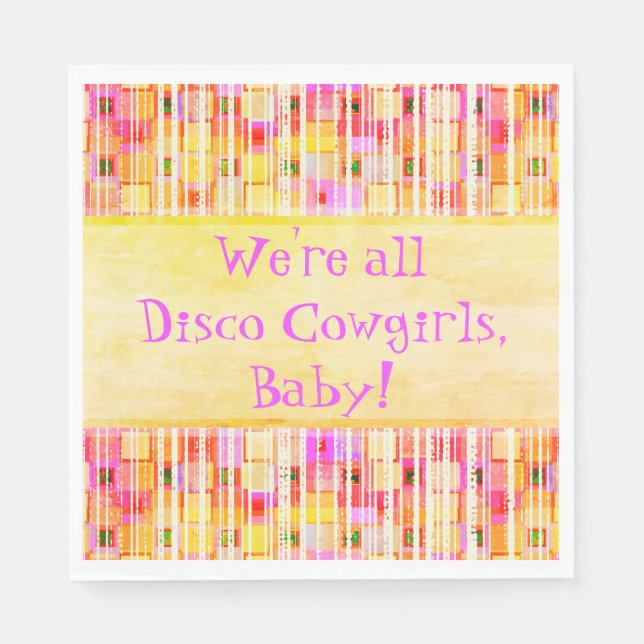 Serviette En Papier Frange de cow-girl disco jaune et rose (Devant)