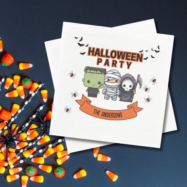 Serviette En Papier Frankenstein Mummy Grim Reaper Halloween Éffrayant (Créateur téléchargé)