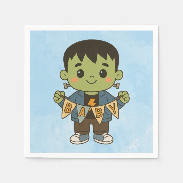 Serviette En Papier Frankie Baby Shower Napkins – Cute Monster-Themed  (Devant)