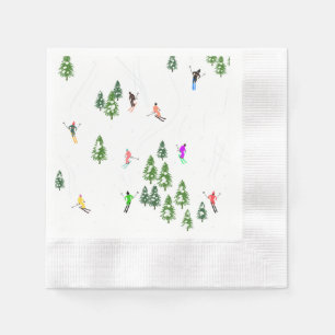 Serviette En Papier Freeride Skieurs Alpins Ski Ski Skis Art Party