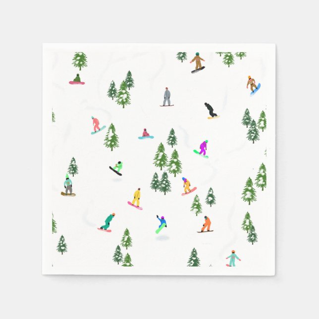 Serviette En Papier Freeride Snowboarder Illustration de snowboard (Devant)