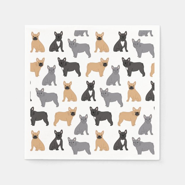 Serviette En Papier French Bulldog - Choisissez votre couleur ! (Devant)