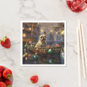Serviette En Papier French Bulldog Christmas Festive Voyage