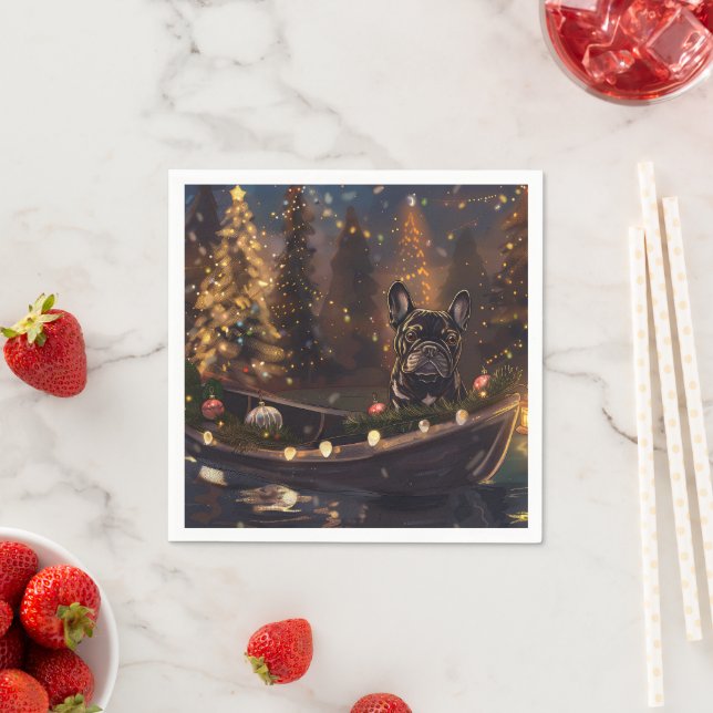 Serviette En Papier French Bulldog Christmas Festive Voyage (En situation)