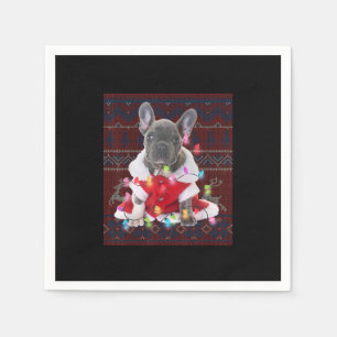 Serviette En Papier French bulldog Christmas Lights Ugly Sweater Dog