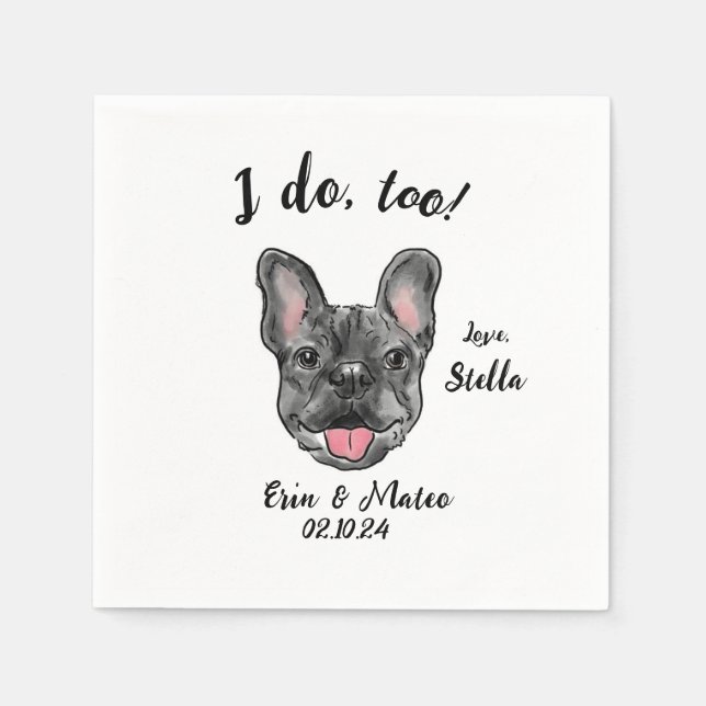 Serviette En Papier French Bulldog Mariage Cocktail Napkin (Devant)