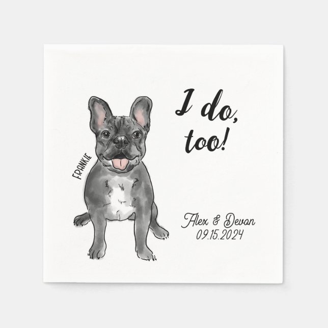 Serviette En Papier French Bulldog Mariage Cocktail Napkin (Devant)
