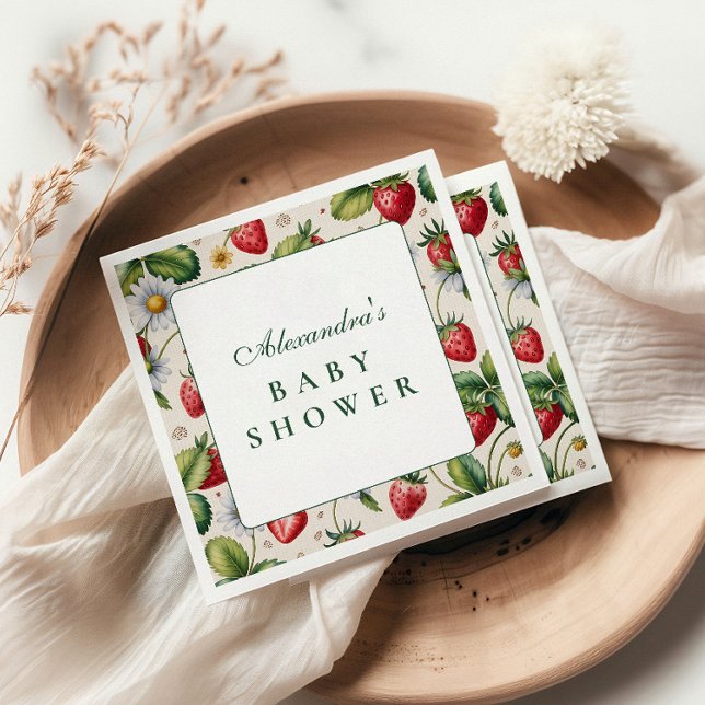 Serviette En Papier Fresh Berry Gingham Baby Shower (Créateur téléchargé)