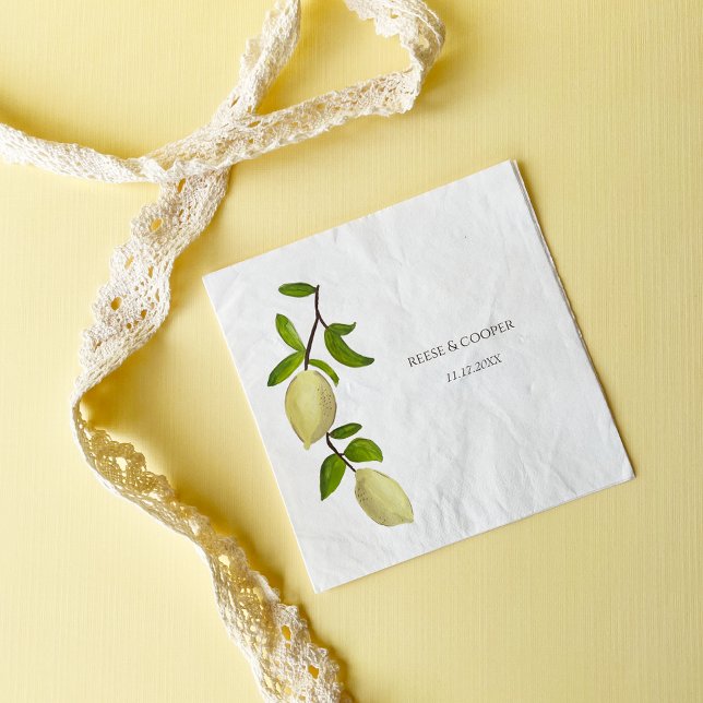 Serviette En Papier Fresh Citrus Painted Lemons Modern Mediterranean (Créateur téléchargé)