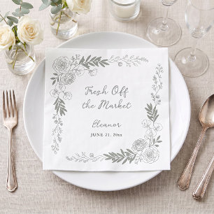 Serviette En Papier Fresh Off The Market Line Art Rose Mariage