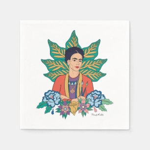 Serviette En Papier Frida Kahlo Graphisme floral coloré