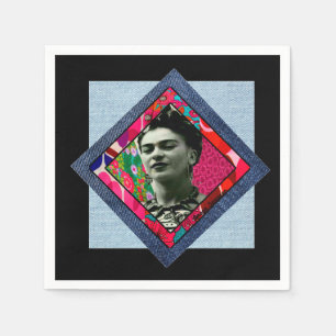 Serviette En Papier Frida Kahlo Retro Pink Denim