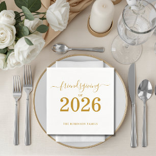 Serviette En Papier Friendsgiving de 2026 écriture dorée de thanksgivi