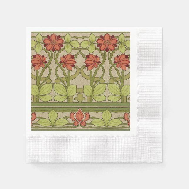 Serviette En Papier Frieze Bordure Art Nouveau Floral (Devant)