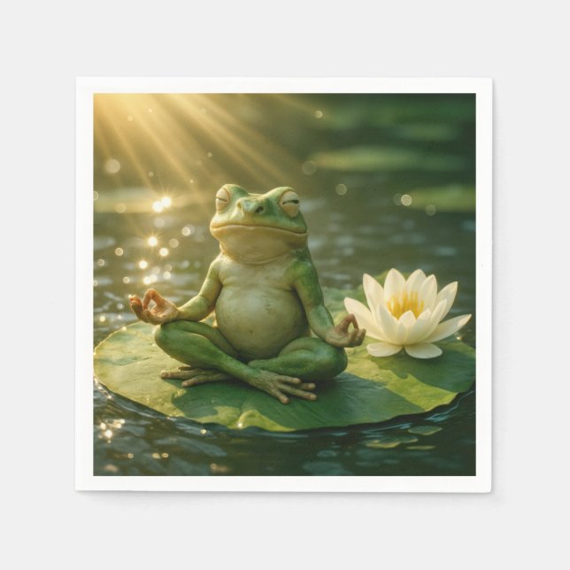 Serviette En Papier Frog Meditating On a Lily Pad (Devant)