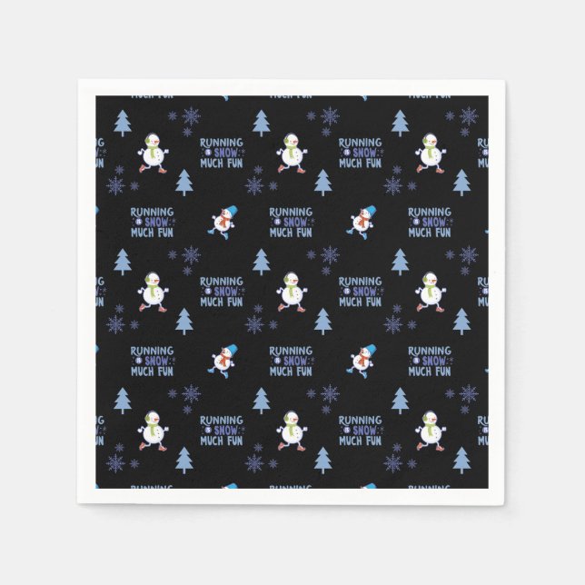 Serviette En Papier Froid Météo Courir Noël Snowman (Devant)