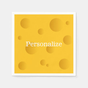 Serviette En Papier Fromage suisse jaune tranche avec trous sur mesure