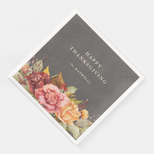 Serviette En Papier Frontale florale automnale/automnale Thanksgiving