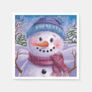 Serviette En Papier Frosty Papier Snowman Napkin