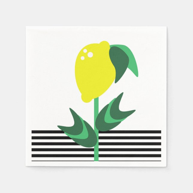 Serviette En Papier Fruit citron Jardin Plante rayures (Devant)