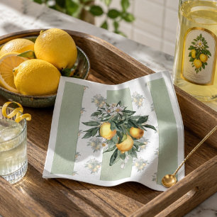 Serviette En Papier Fruit du citron   Rayé vert et blanc