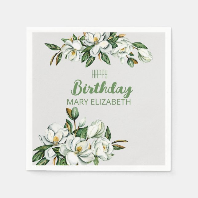 Serviette En Papier Fruit Floral Magnolia Vert Jart (Devant)
