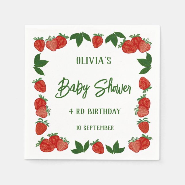 Serviette En Papier Fruit fraise Berry Fruit doux Baby shower frais (Devant)