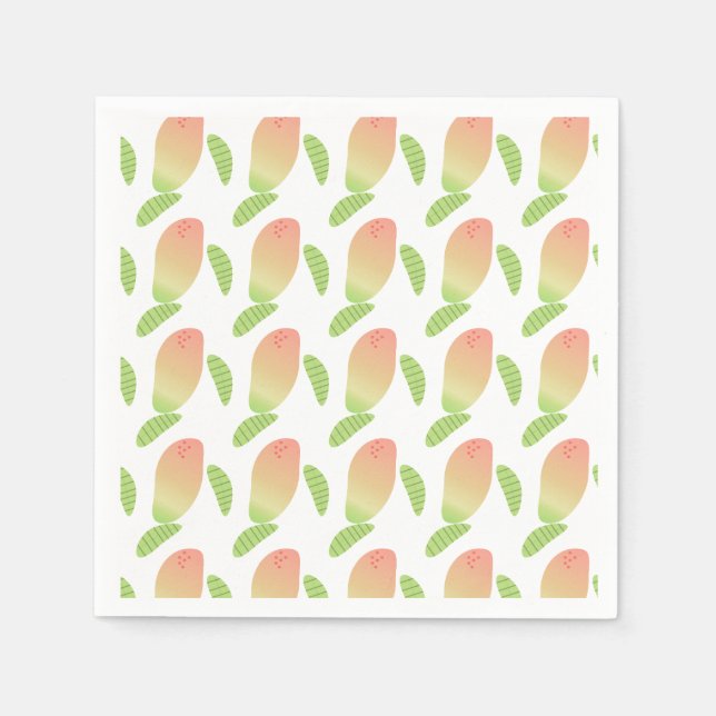 Serviette En Papier Fruit Mango tropical Green Orange Party (Devant)