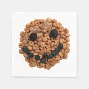 Serviette En Papier Fruit souriant mignon et visage de céréales