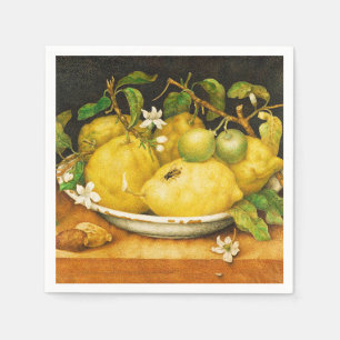 SERVIETTE EN PAPIER FRUITS DE SAISON, LÉMONS FLEURS DE CITRON JAUNE