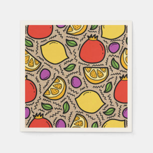 Serviette En Papier Fruits dessinés à la main tendance arrière - plan 