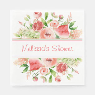 Serviette En Papier Fruits et fleurs Watercolor Party