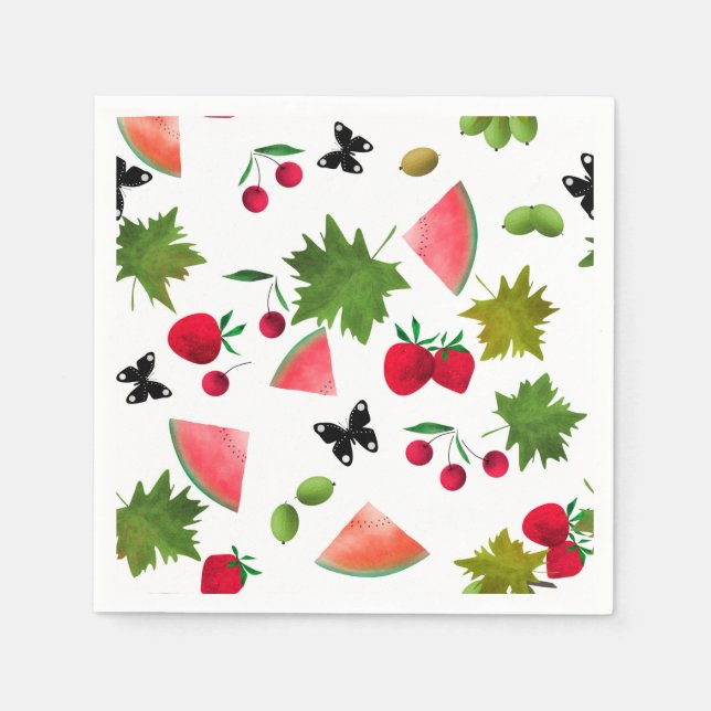 Serviette En Papier Fruits Fruits Fruits Fruits Fruits Aquarelles Cart (Devant)