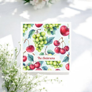 Serviette En Papier Fruits rouges verts Raisins Cerisier Motif