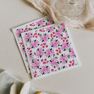 Serviette En Papier Fuchsia Aquarelle Jardin Floral Napkins