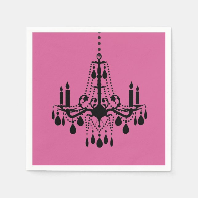 Serviette En Papier Fuchsia & Black Chandelier Napkin (Devant)