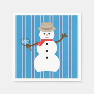 Serviette En Papier Fun and Fancy Blue Snowman Inspecteur