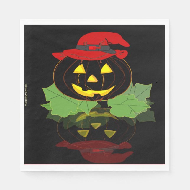 Serviette En Papier Fun Black Et Orange Halloween Party (Devant)
