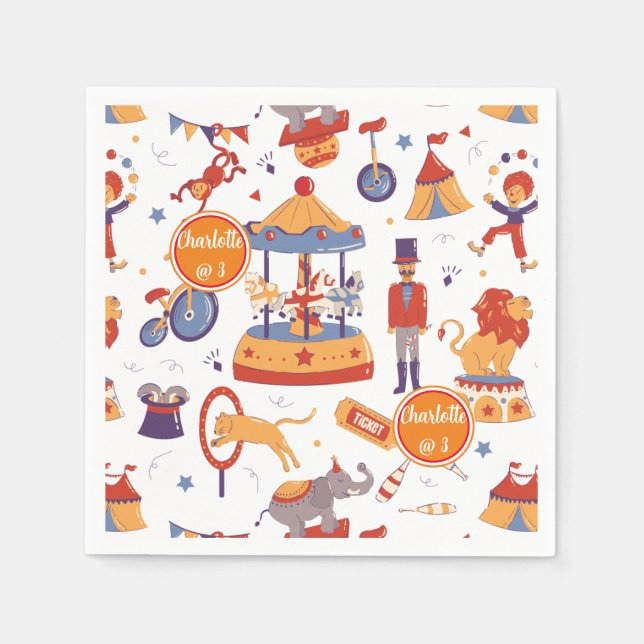 Serviette En Papier Fun Carnaval Enfants Anniversaire Cirque Motif Clo (Devant)