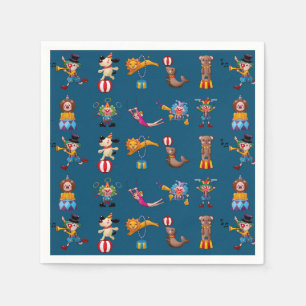 Serviette En Papier Fun Circus Party Actes Cartographie Motif Bleu