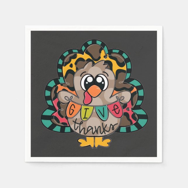 Serviette En Papier Fun cute turkey shirt (Devant)