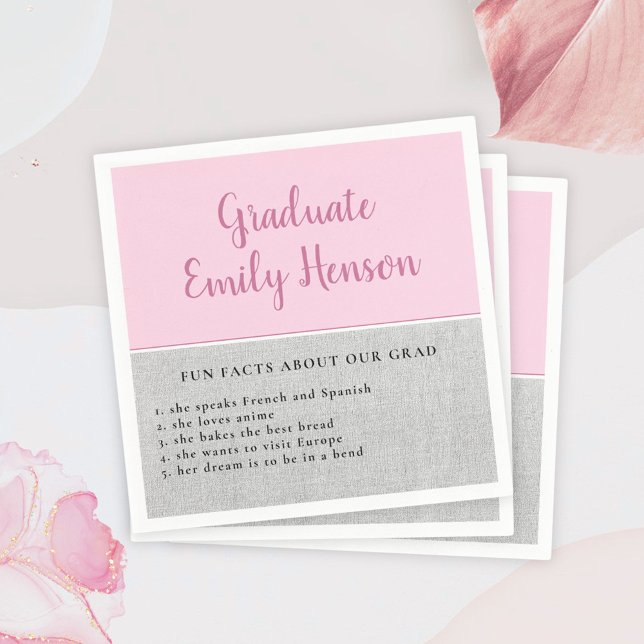 Serviette En Papier Fun Fact à propos de Graduate Pink Simple Graduate (Créateur téléchargé)