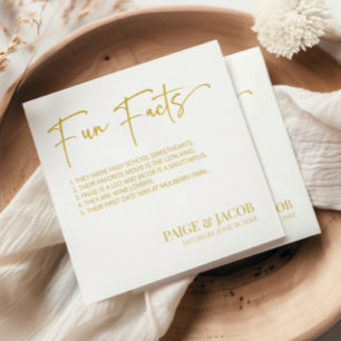Serviette En Papier Fun Facts Champagne White Classic Minimal Mariage