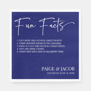 Serviette En Papier Fun Facts Dark Navy White Classic Minimal Mariage