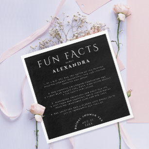 Serviette En Papier Fun Facts Design Moderne Facts Black And White Par