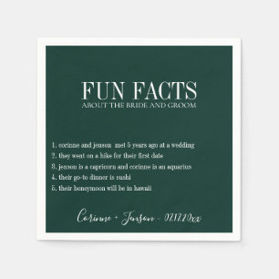 Serviette En Papier Fun Facts Emerald Green Personnalisé