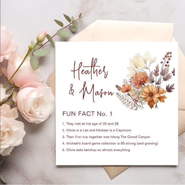 Serviette En Papier Fun Facts Fall Floral Mariage Napkins (Créateur téléchargé)